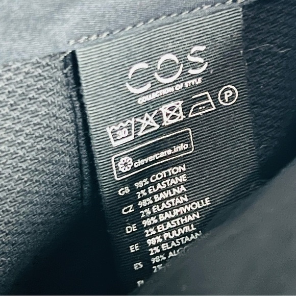 COS Black Knit Textured Cotton-Blend Straight Leg Trousers 40 - Picture 5 of 8